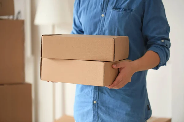 Man Boxes Home Moving Day — Stock Photo, Image