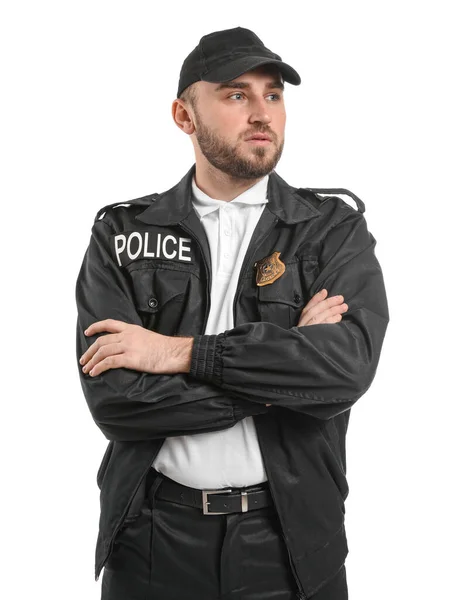 Male Police Officer White Background — Stock Photo, Image