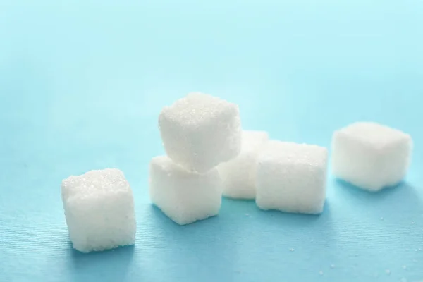 Cubos Azúcar Dulce Sobre Fondo Color — Foto de Stock
