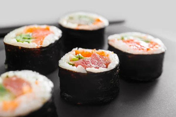 Tasty Sushi Rolls Table Closeup — Stock Photo, Image