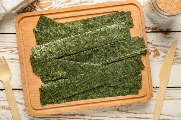 Plate Tasty Seaweed Sheets Table — Stock Photo, Image