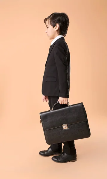 Little Businessman Color Background — Stock Photo, Image