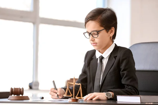 Little Lawyer Working Office — Stock Photo, Image