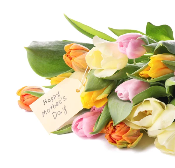 Букет Красивых Цветов Дню Матери Белом Фоне — стоковое фото