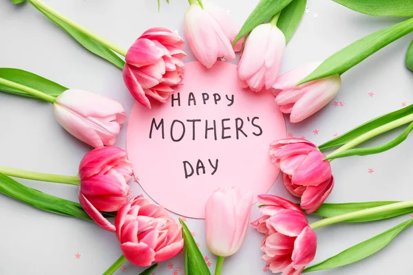Lindas Flores Cartão Para Dia Das Mães Fundo Branco — Fotografia de Stock