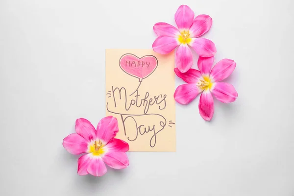 Beautiful Flowers Card Mother Day White Background — Stockfoto