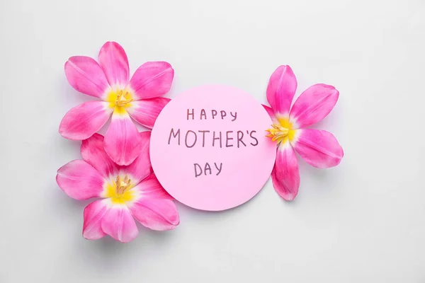 Gyönyörű Virágok Kártya Anyák Napjára Fehér Alapon — Stock Fotó