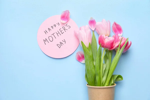 Beautiful Flowers Card Mother Day Color Background — Stock Photo, Image