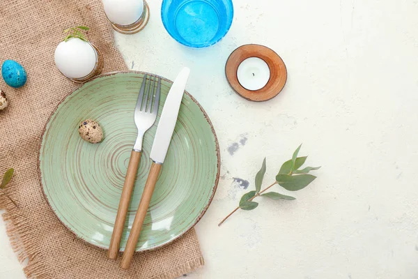 Beautiful Easter Table Setting Light Background — Stock Photo, Image