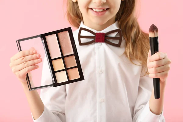Söt Liten Makeup Artist Färg Bakgrund — Stockfoto