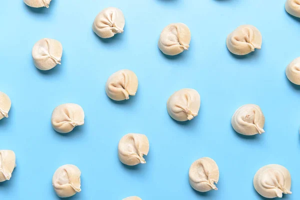 Raw Fresh Dumplings Color Background — Stock Photo, Image