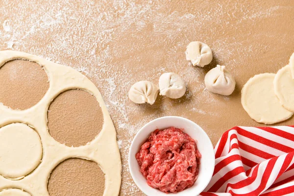 Making Tasty Dumplings Color Background — Stock Photo, Image