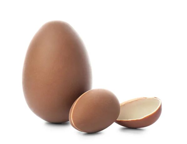 Солодкий Шоколад Великодні Яйця Білому Тлі — стокове фото