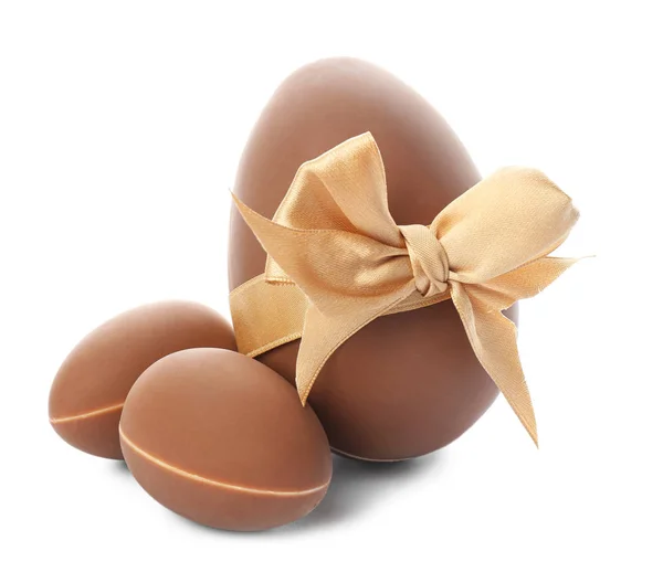 Sweet Chocolate Easter Eggs White Background — Stock Photo, Image