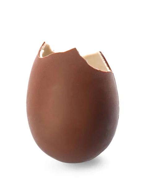 Broken Chocolate Easter Egg White Background — Stock Photo, Image