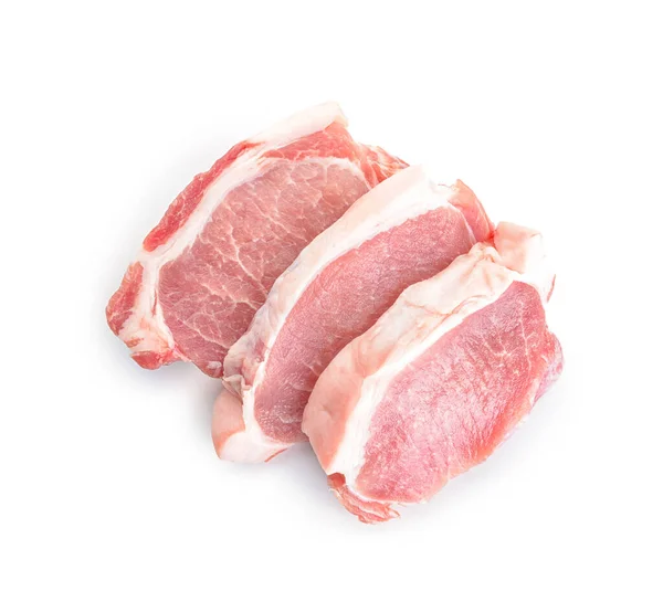 Carne Cerdo Cruda Sobre Fondo Blanco —  Fotos de Stock