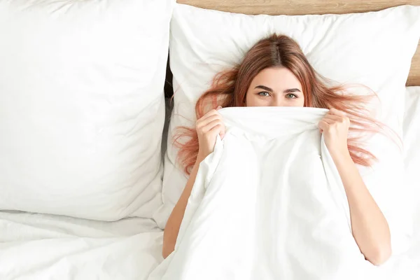 Morning Beautiful Young Woman Bed — Stock Photo, Image