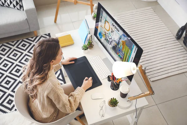 Female Interior Designer Working Office — Stock Photo, Image