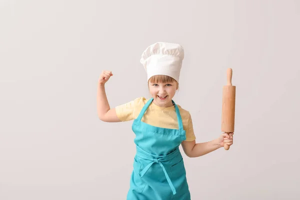 Cute Little Chef Light Background — Stock Photo, Image