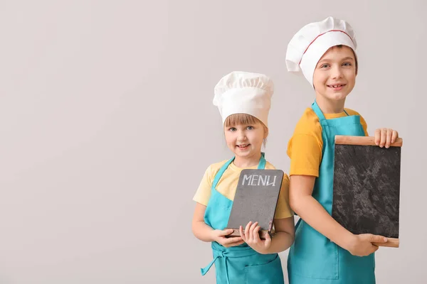 Милі Маленькі Кухарі Меню Світлому Фоні — стокове фото