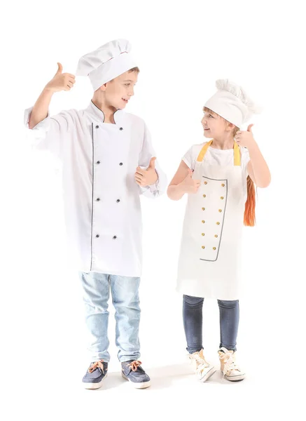 Cute Little Chefs White Background — Stock Photo, Image