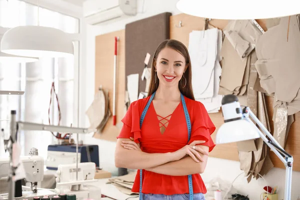 Portrait Female Tailor Workshop — Stock Photo, Image