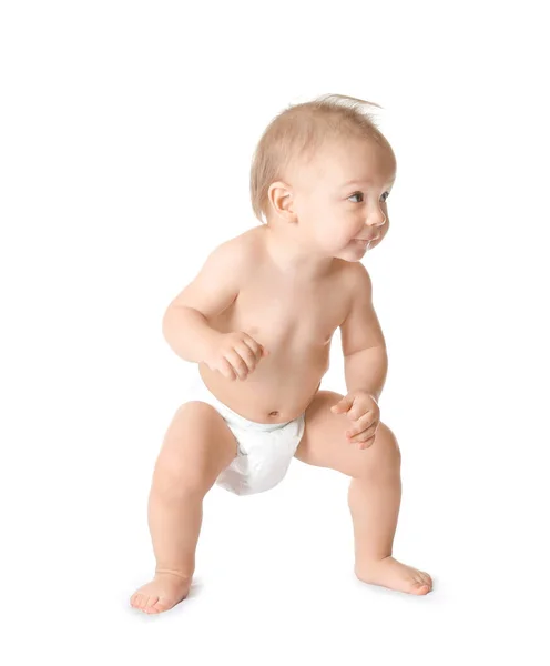 Leuke Grappige Baby Geïsoleerd Wit — Stockfoto