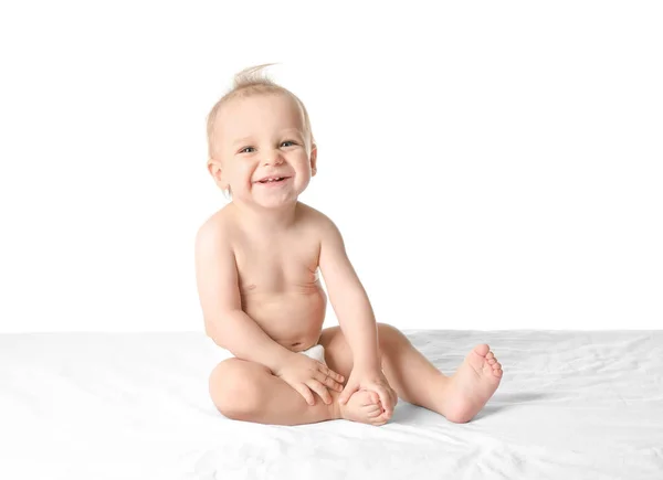 Lindo Bebé Divertido Aislado Blanco —  Fotos de Stock