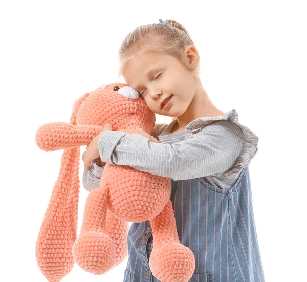 Cute Little Girl Toy White Background — Stock Photo, Image