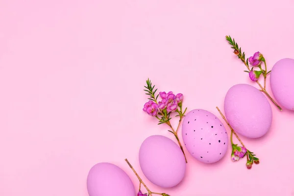 Gyönyörű Húsvéti Tojás Színes Háttér — Stock Fotó