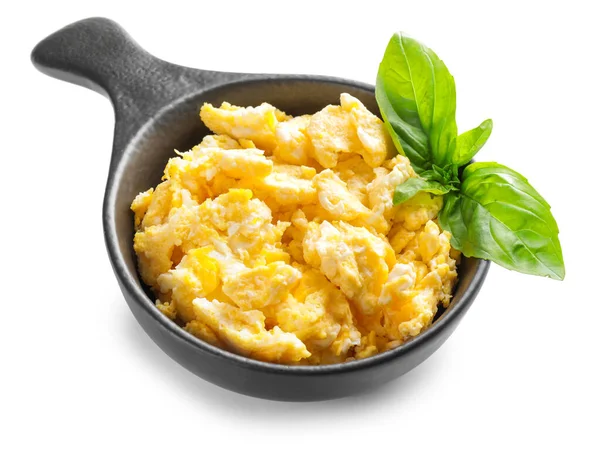 Frying Pan Scrambled Egg White Background — Stock Photo, Image