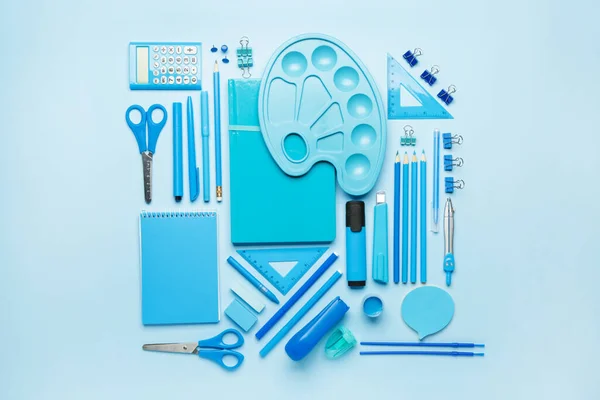 Set School Supplies Color Background — Stock Photo, Image