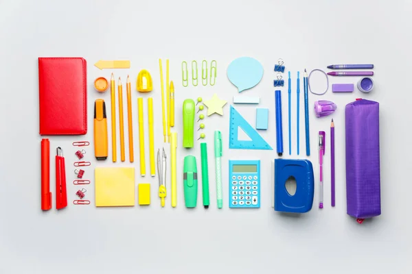 Set School Supplies White Background — Stock Photo, Image