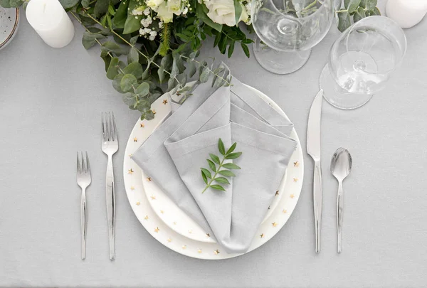 Beautiful Table Setting Wedding Celebration Restaurant — Stock Photo, Image