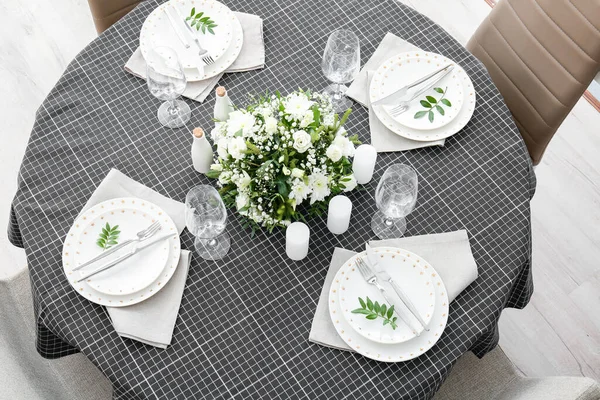 Beautiful Table Setting Wedding Celebration Restaurant — Stock Photo, Image