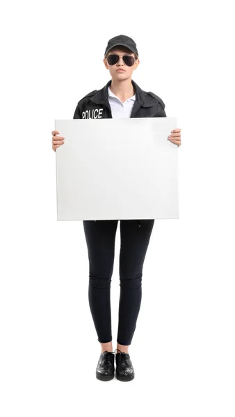 Female Police Officer Blank Poster White Background Stock Picture
