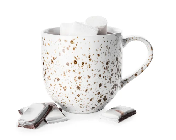 Copo Chocolate Quente Fundo Branco — Fotografia de Stock