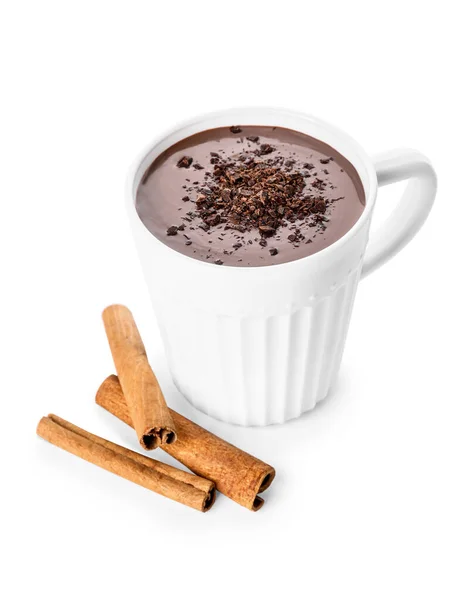 Copo Chocolate Quente Fundo Branco — Fotografia de Stock