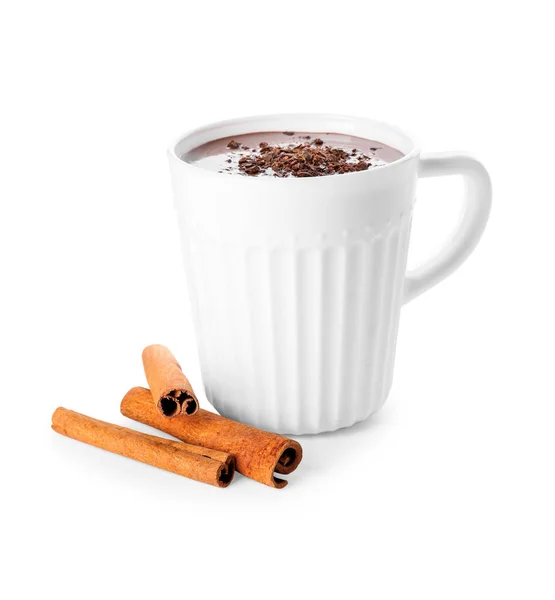 Csésze Forró Csoki Fehér Háttér — Stock Fotó