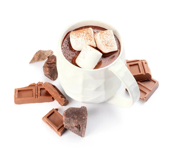 Copa Chocolate Caliente Sobre Fondo Blanco — Foto de Stock