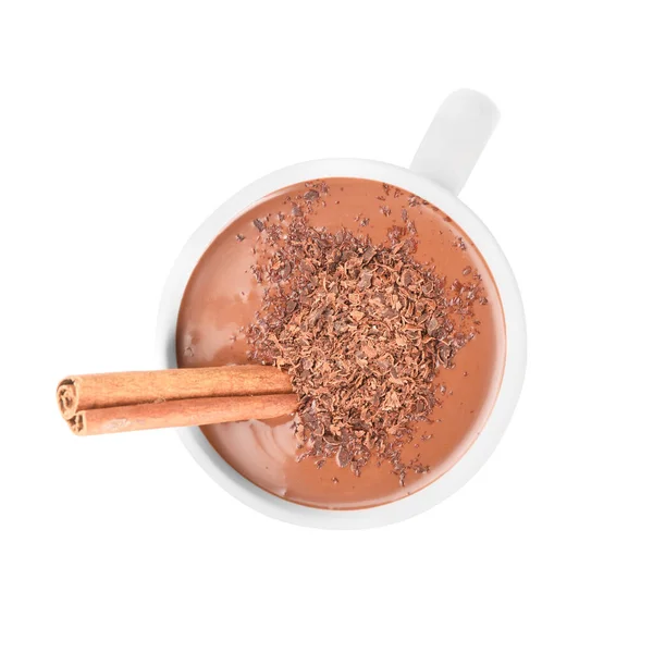 Copo Chocolate Quente Fundo Branco — Fotografia de Stock