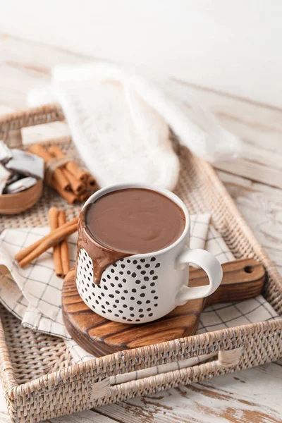 Tasse Heiße Schokolade Auf Tablett — Stockfoto