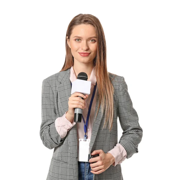 Periodista Sobre Fondo Blanco — Foto de Stock