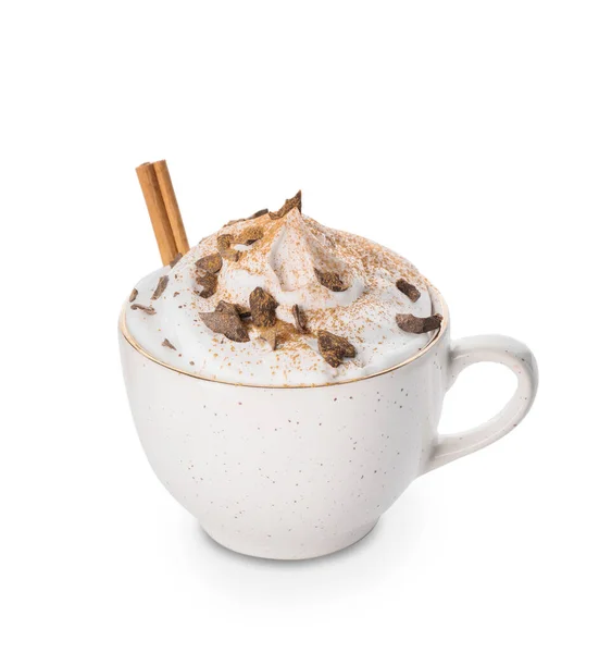 白い背景の上のホット チョコレートのカップ — ストック写真
