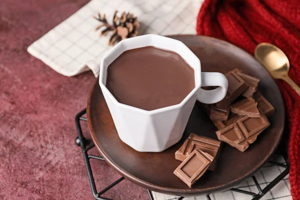 Cup Hot Chocolate Color Background — Stock Photo, Image