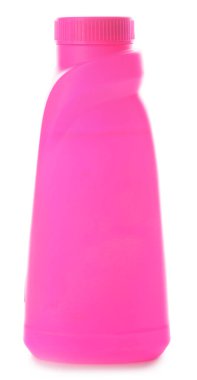 Beyaz arkaplanda bir şişe deterjan