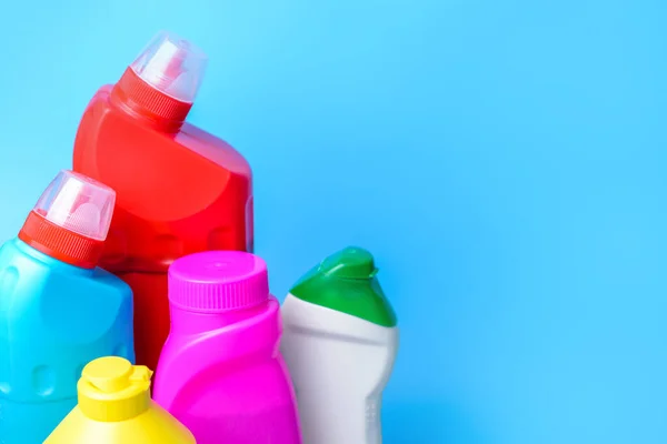 Set Cleaning Supplies Color Background — Stock Photo, Image