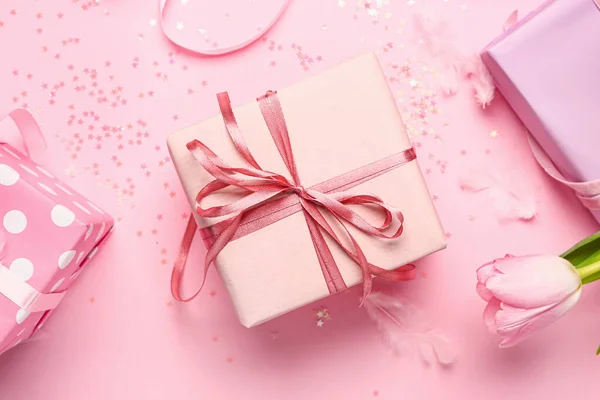 Beautiful Gifts Color Background — Stock Photo, Image
