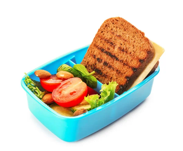 School Lunch Box Tasty Food White Background — Stock Photo, Image