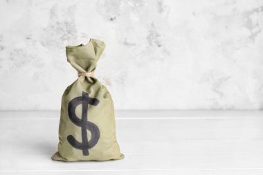 Beyaz arka plan üzerinde para ile çanta